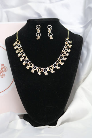 Shramya Gold and White Tone AD | CZ Necklace Set