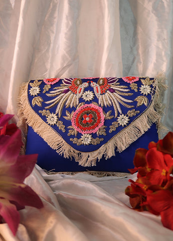 Shramya Elegant Floral Hand Embroidery Envelope Party Clutch - Stylish Evening Bag