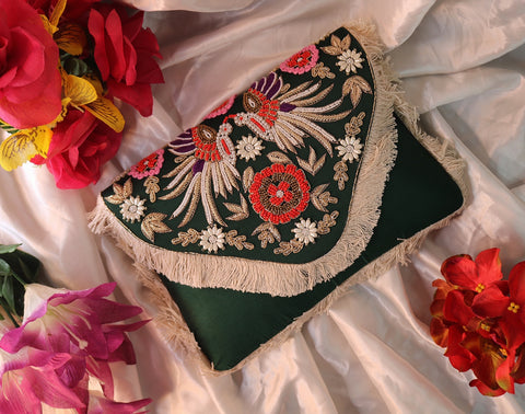 Shramya Elegant Floral Hand Embroidery Envelope Party Clutch - Stylish Evening Bag