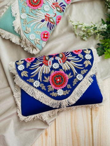 Shramya Elegant Floral Hand Embroidery Envelope Party Clutch - Stylish Evening Bag