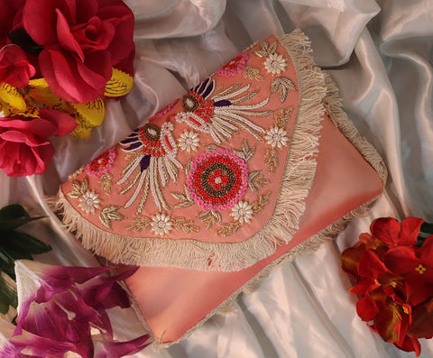 Shramya Elegant Floral Hand Embroidery Envelope Party Clutch - Stylish Evening Bag