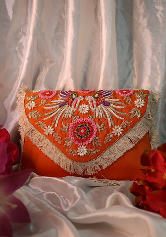 Shramya Elegant Floral Hand Embroidery Envelope Party Clutch - Stylish Evening Bag