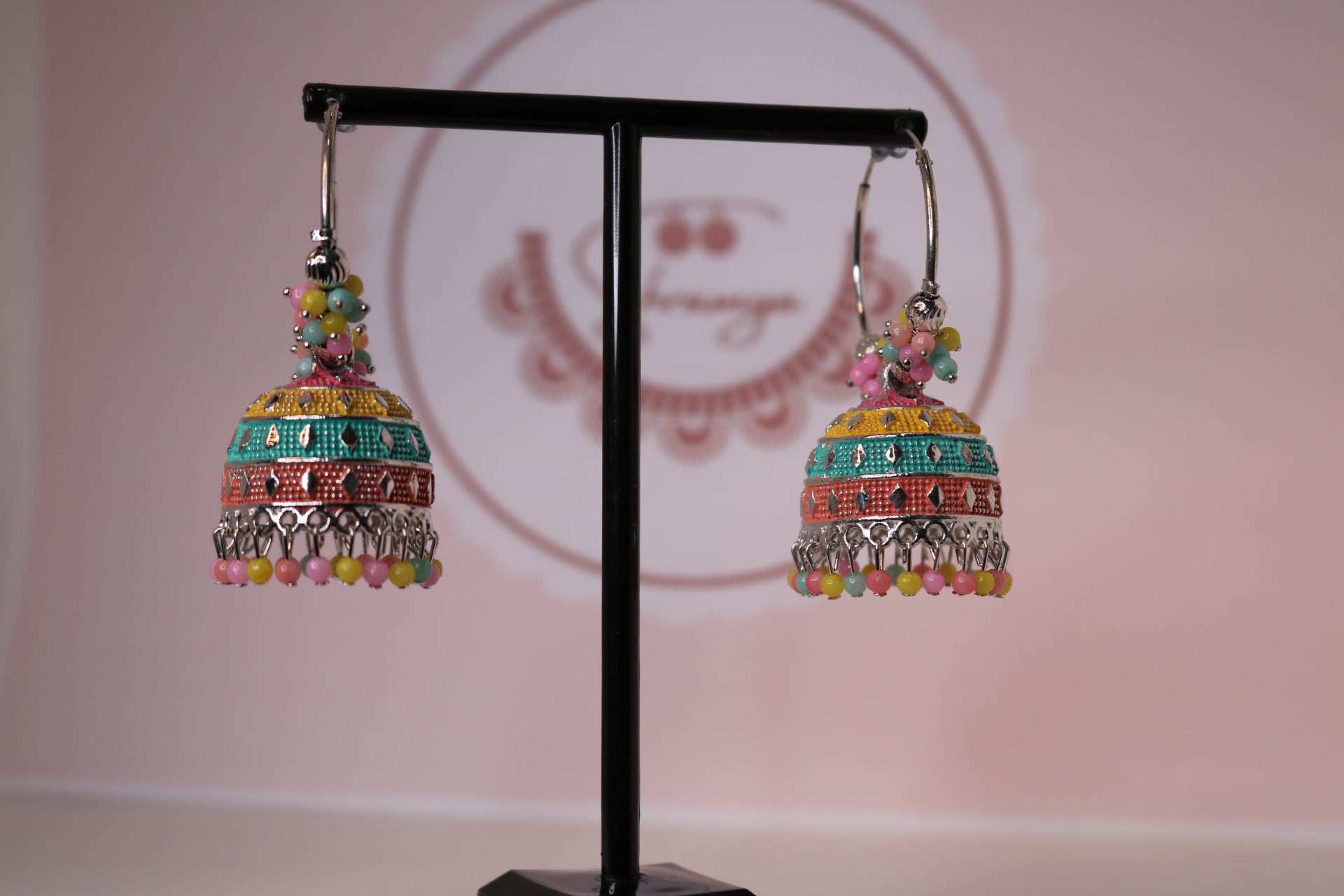Meenakari Drop Jhumka Earrings| Raj Jewels