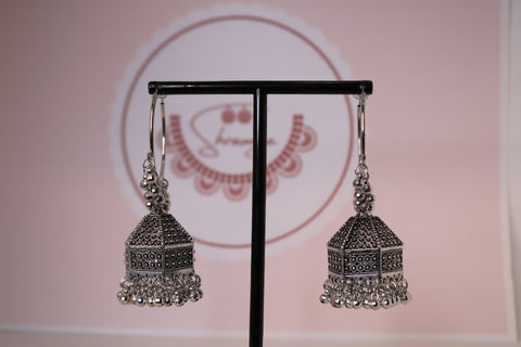 Shramya Classic Dangling German Silver Oxidized Traditional Earrings