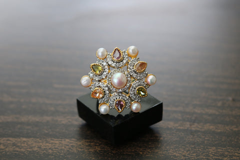 Shramya Big Pearl Flower Ring