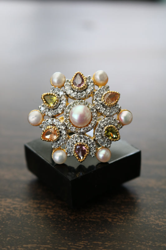 Shramya Big Pearl Flower Ring