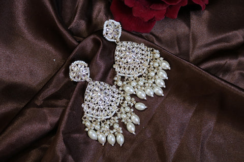 Gold Plated Kundan Drop Earrings