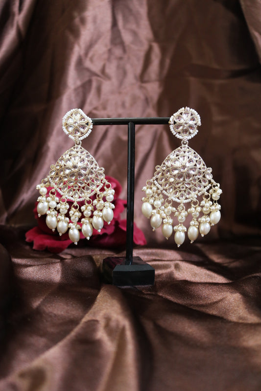 Gold Plated Kundan Drop Earrings