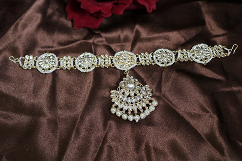 Shramya Pearl Sheeshphool Maang Tikka Hair Accessories For Women