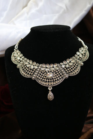 Shramya Silver-toned Designer Traditional Necklace Set