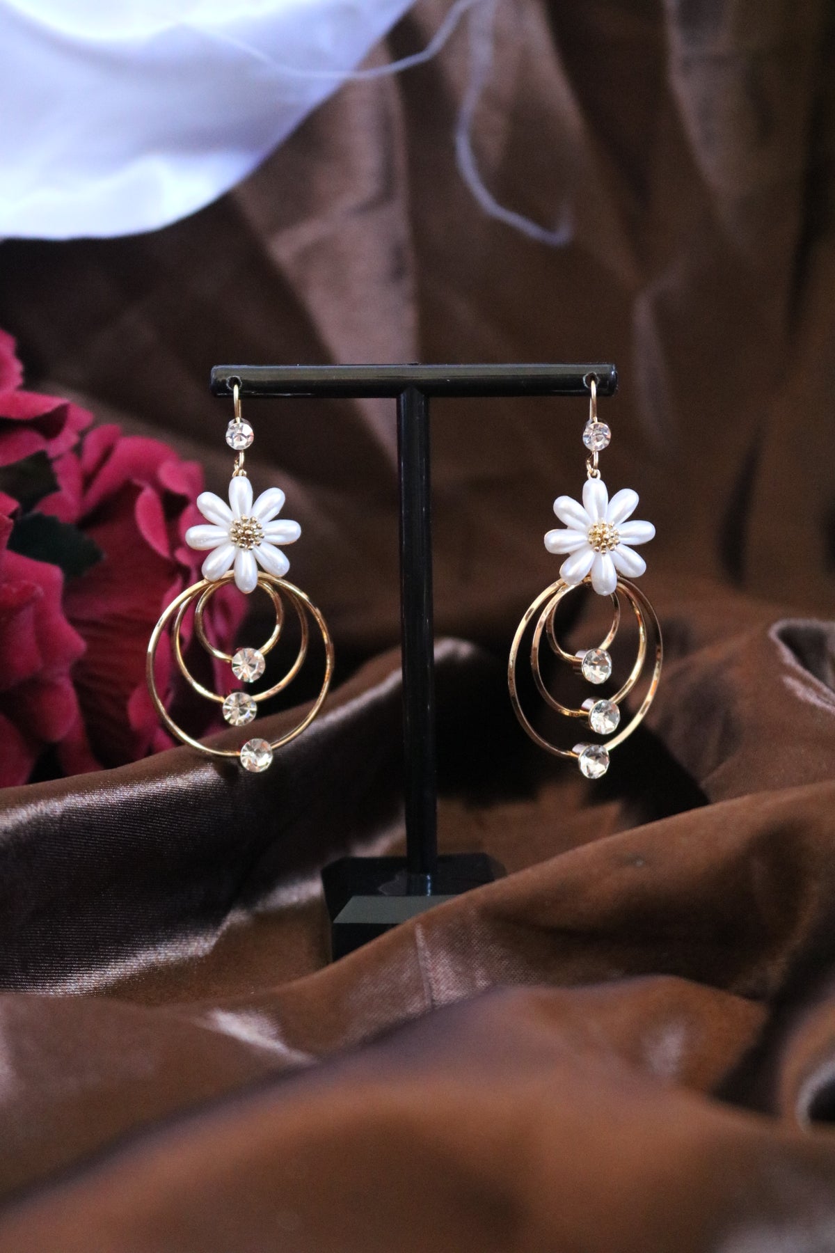 Shramya Flower Earrings Tiered Dangle Earrings