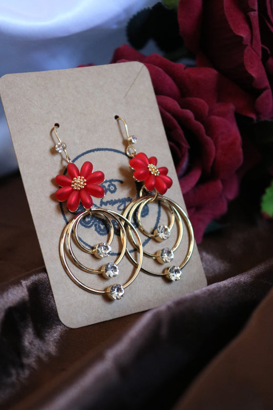 Shramya Flower Earrings Tiered Dangle Earrings