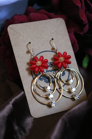 Shramya Flower Earrings Tiered Dangle Earrings