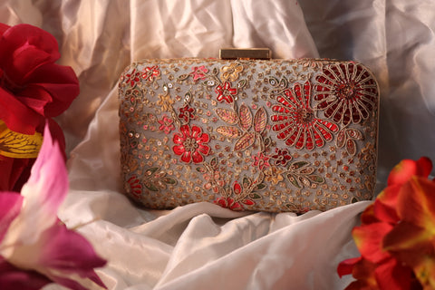 Shramya Hand-Embroidered Evening Clutch Purse - Elegant Handbag