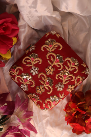 Shramya Hand Embroidery Square Clutch