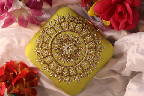 Shramya Hand Embroidery Mandala Square Clutch Purses