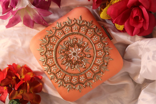 Shramya Hand Embroidery Mandala Square Clutch Purses