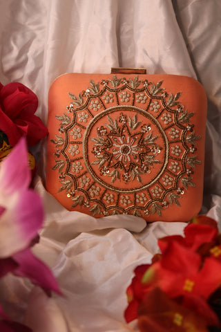 Shramya Hand Embroidery Mandala Square Clutch Purses