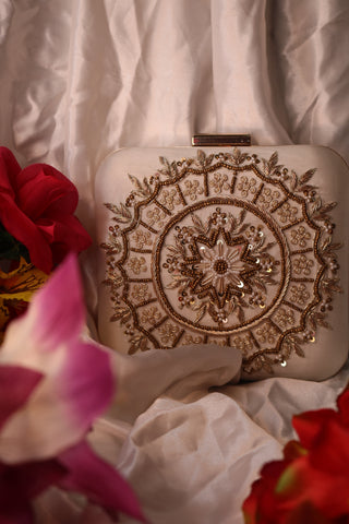 Shramya Hand Embroidery Mandala Square Clutch Purses