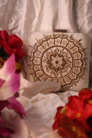 Shramya Hand Embroidery Mandala Square Clutch Purses