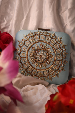 Shramya Hand Embroidery Mandala Square Clutch Purses