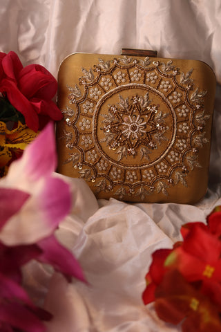 Shramya Hand Embroidery Mandala Square Clutch Purses