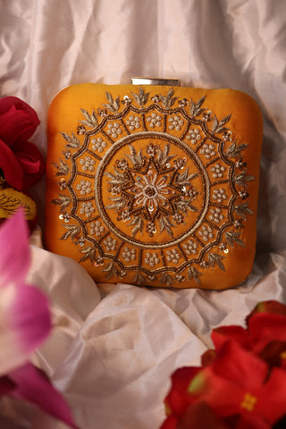 Shramya Hand Embroidery Mandala Square Clutch Purses