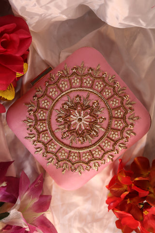 Shramya Hand Embroidery Mandala Square Clutch Purses