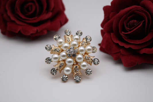 Shramya Big Ring with Pearl and Rhinestone