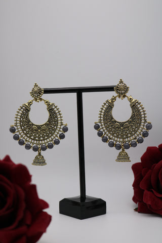 Shramya Gold-Grey Traditional Earring