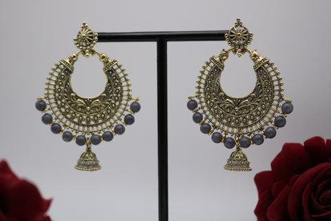 Shramya Gold-Grey Traditional Earring