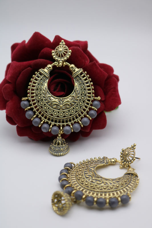 Shramya Gold-Grey Traditional Earring