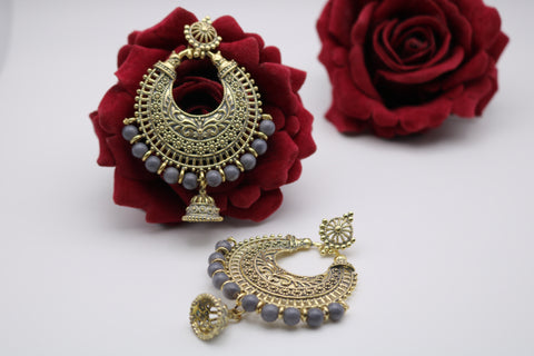 Shramya Gold-Grey Traditional Earring