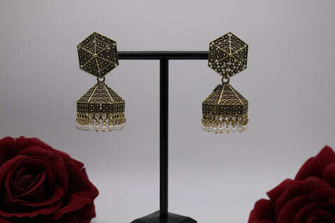 Shramya Hexagon Gold-plated Traditional Earring