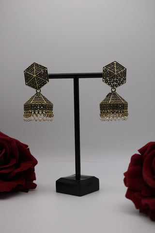 Shramya Hexagon Gold-plated Traditional Earring