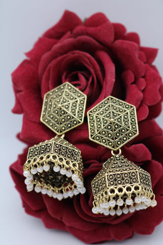 Shramya Hexagon Gold-plated Traditional Earring