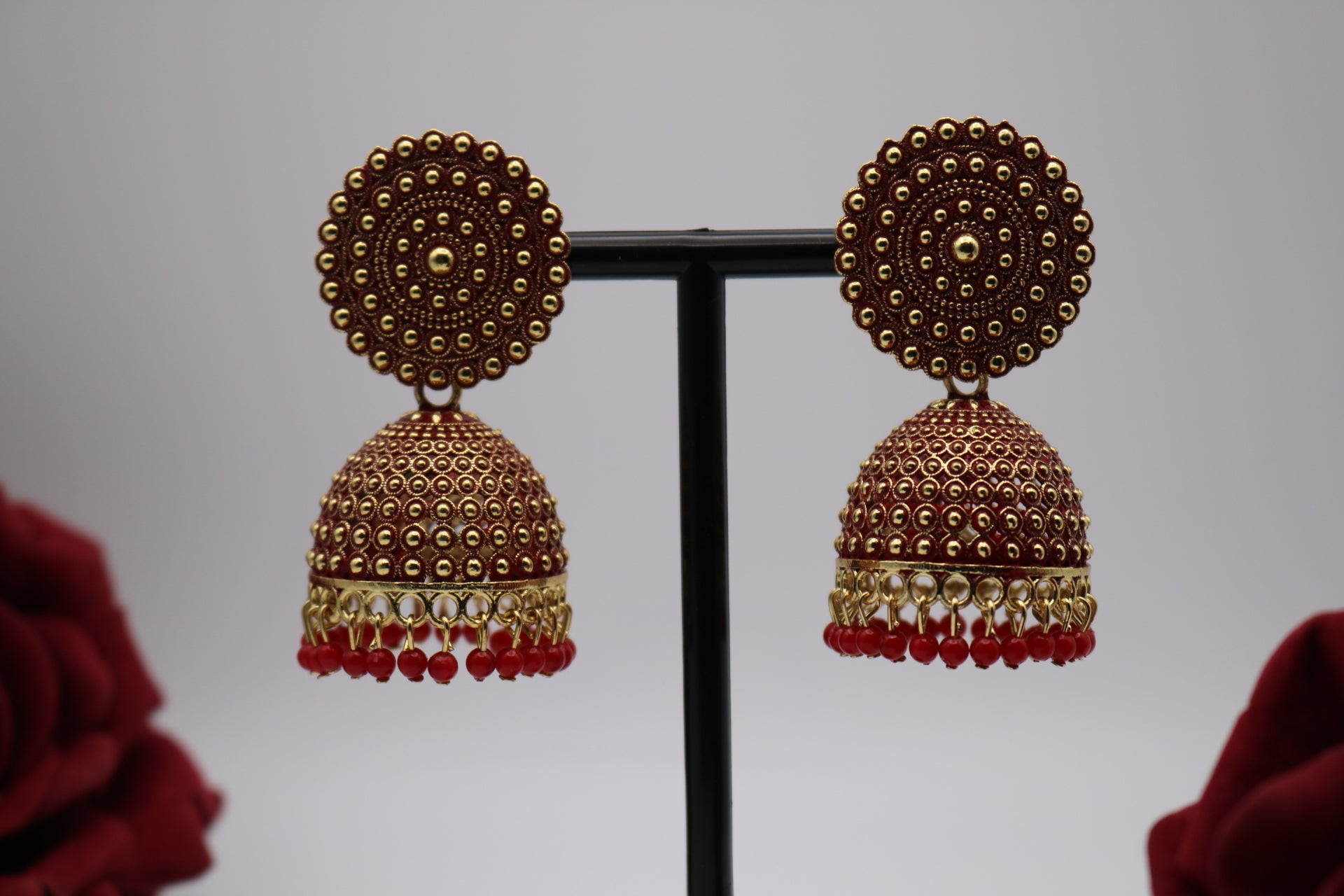 Shramya Maroon Traditional Designer Earring