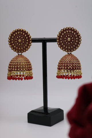 Shramya Maroon Traditional Designer Earring