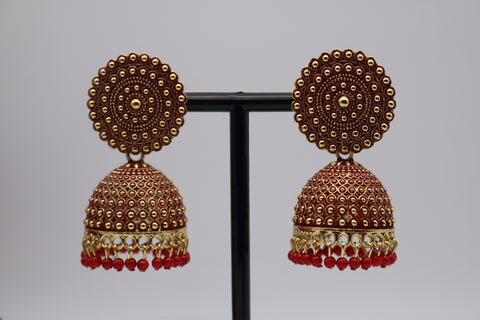 Shramya Maroon Traditional Designer Earring