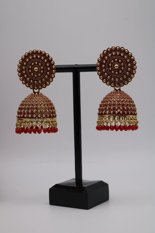 Shramya Maroon Traditional Designer Earring