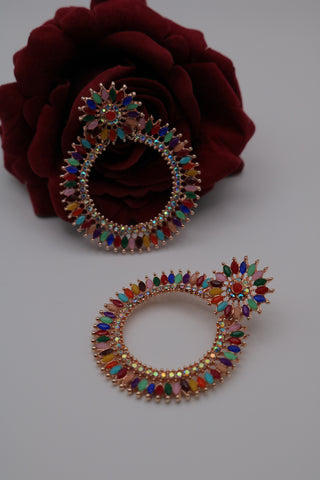 Shramya Multicolor Studded Chandbali Earring