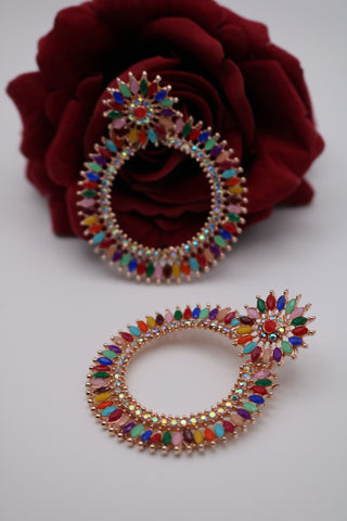 Shramya Multicolor Studded Chandbali Earring