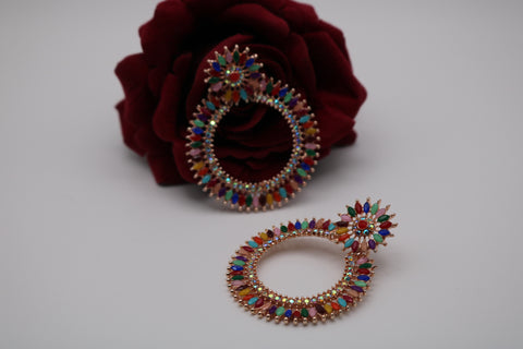 Shramya Multicolor Studded Chandbali Earring