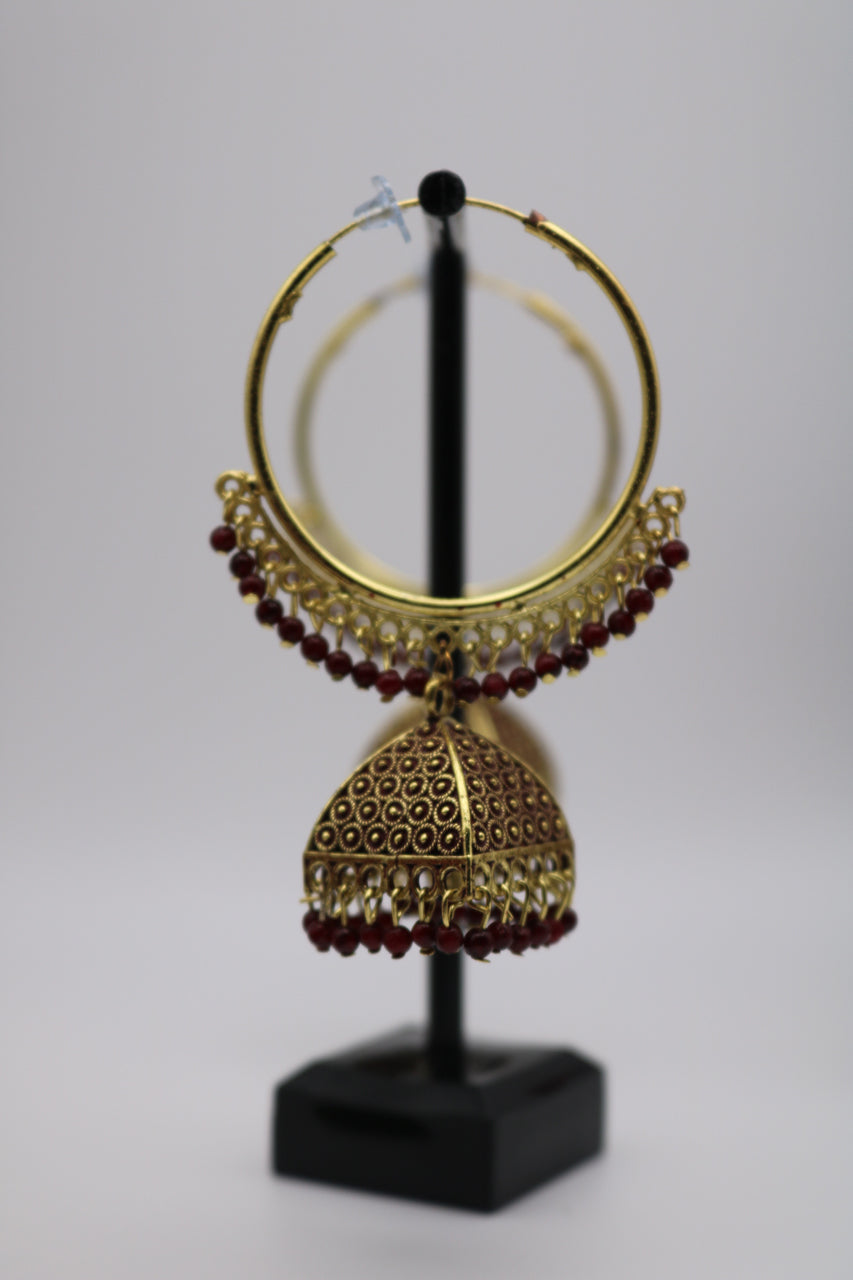 Shramya Maroon Traditional Hoop Earring