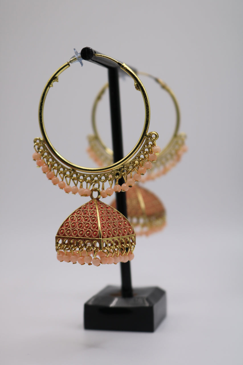 Shramya Peach Traditional Hoop Earring