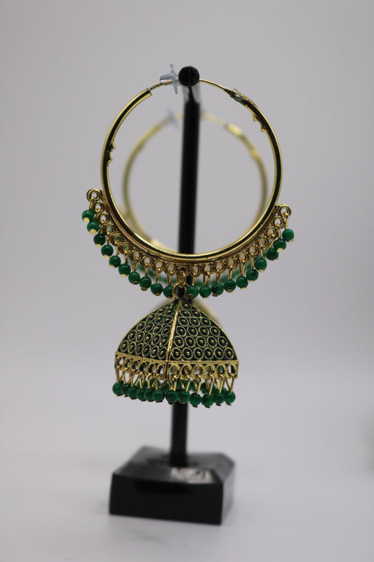 Shramya Green Traditional Hoop Earring