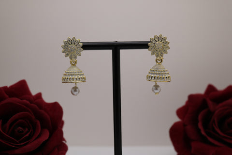 Shramya White Flower Small Jhumka Earring