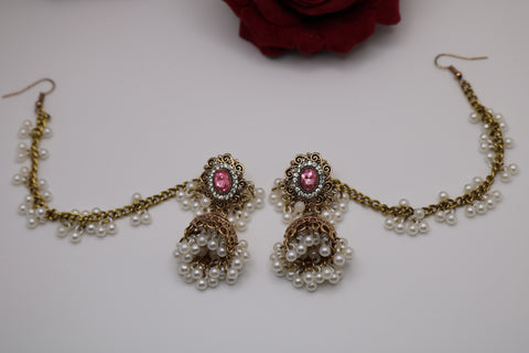 Shramya Gold-plated White Pearl Bahubali Earring