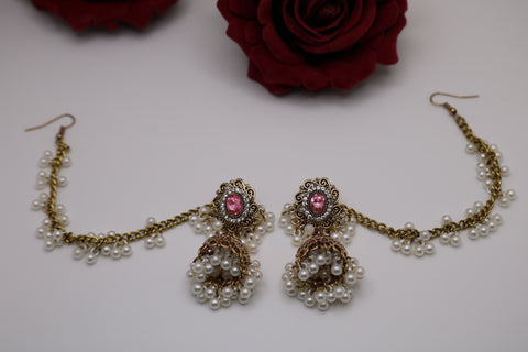 Shramya Gold-plated White Pearl Bahubali Earring