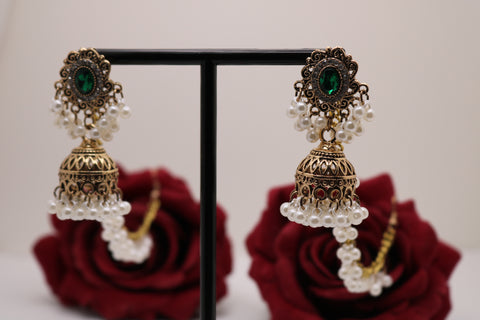 Shramya Gold-plated White Pearl Bahubali Earring